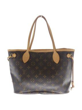 Louis Vuitton Neverfull PM Monogram Leather Hand Tote Gold Brown